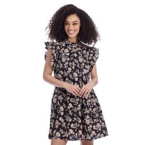 MUD PIE “Cannon” Black/Cream Printed Dress - Large - NWT